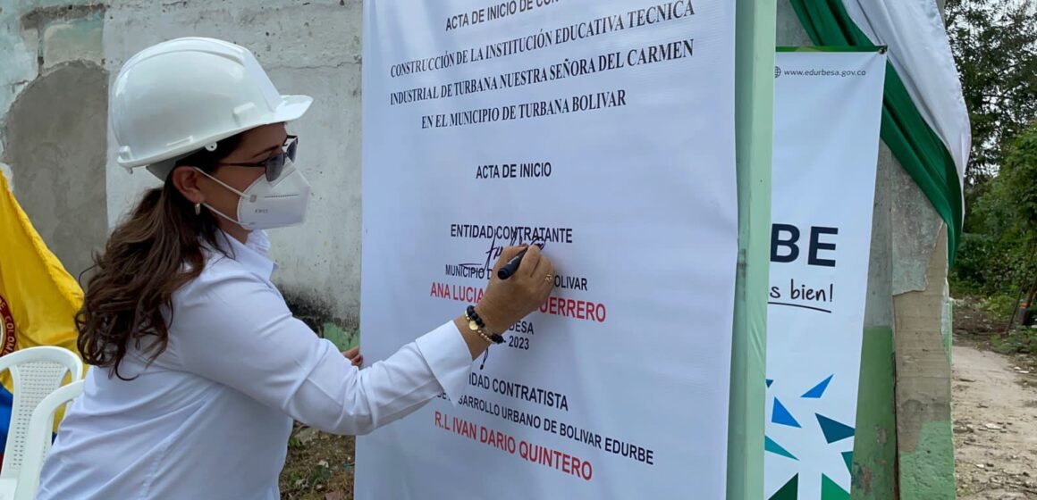Alcaldesa da inicio a construcción de sede educativa Nuestra Señora del Carmen en Turbana