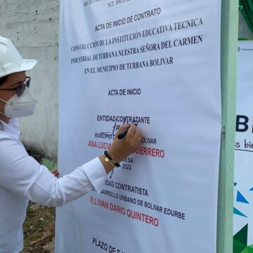 Alcaldesa da inicio a construcción de sede educativa Nuestra Señora del Carmen en Turbana