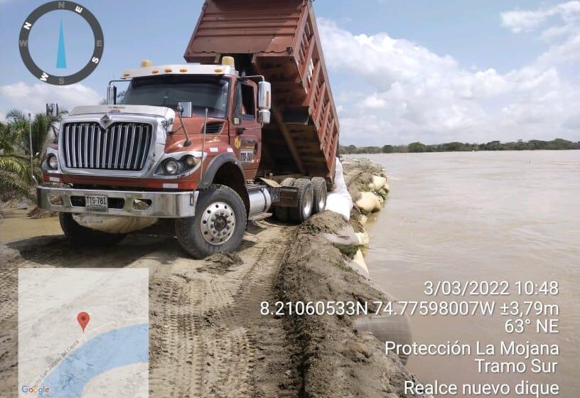 Gobernación hace seguimiento a obras de recuperación del jarillón en Cara de Gato
