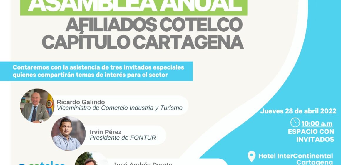 Este 28 de abril, Asamblea de Cotelco, capítulo Cartagena